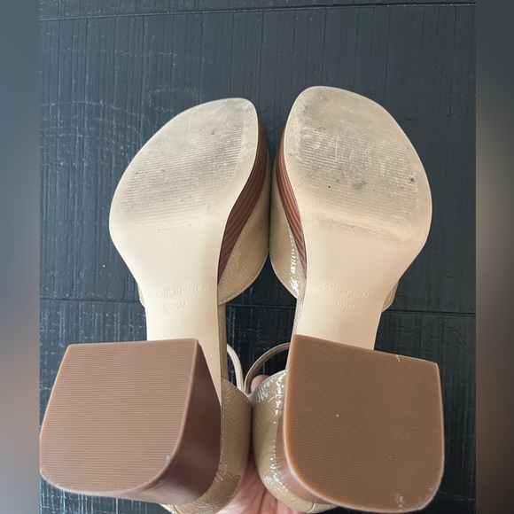 MARC FISHER Womens Tan  1" Platform Daffy Toe Block Heel Pumps Shoes SZ 6.5 - Picture 5 of 6